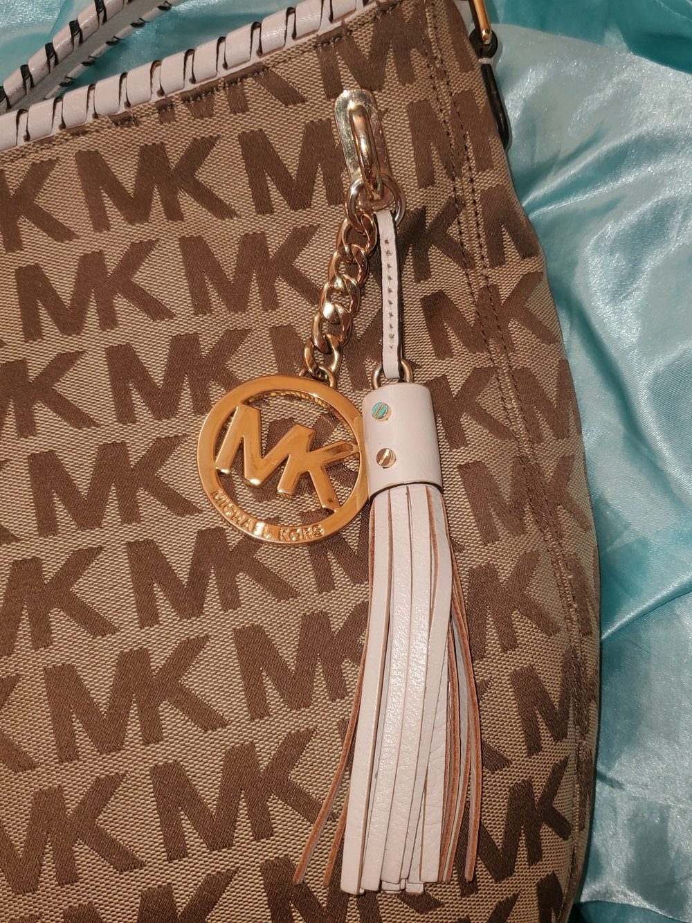 Michael Kors Brown Logo Tote with Gold Charm - Picture 3 of 8